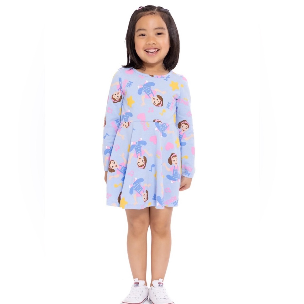 NWT Ms Rachel Toddler Dress 4T Blue Long Sleeve Skater‎ Fit Flare Dress